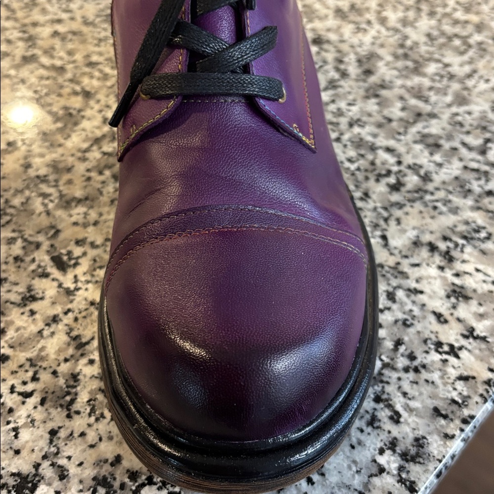 Purple Lace-Up Women's Combat Boots - Picture 4 of 7